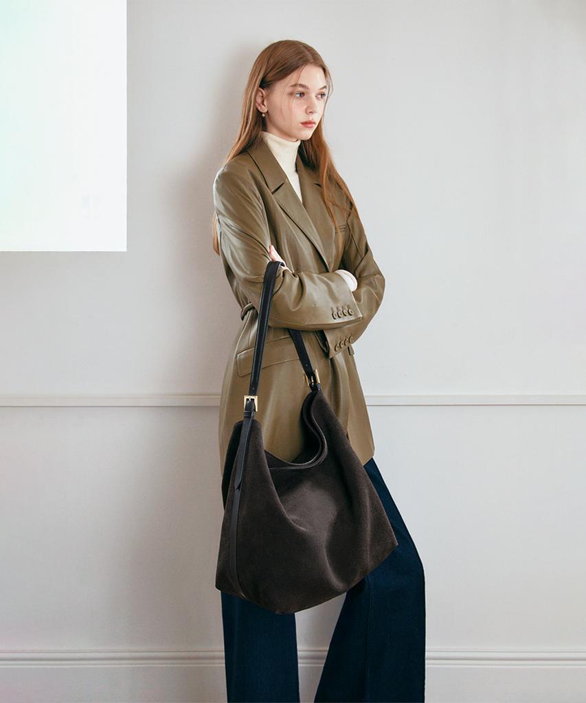 Clave Ellie Suede Dark Brown Tote Bag