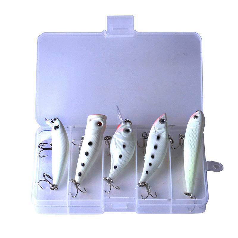 

5шт наборы светящихся приманок рыболовные приманки открытый озеро рыболовные инструменты наборы Luya мягкая приманка 5pcs sets