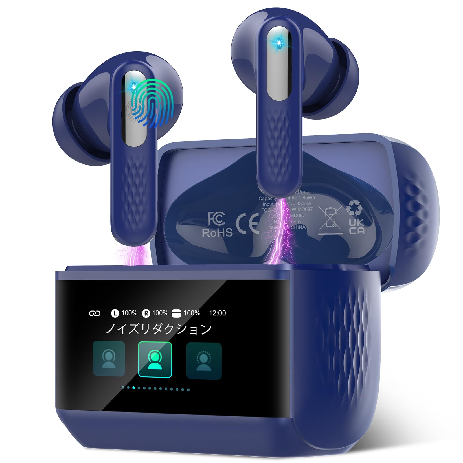 

Bluetooth Wireless Earphones New Model Multifunctional Touchscreen with 5 EQ AI Smart Bluetooth Earphone Finder Noise Cancellation Up to 48 Hours