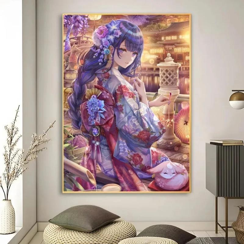 Genshin Impact Anime Game Poster Art Wall Murals Decor Bedroom Office Game Room Decor Gifts Kawaii Canvas Painting Cat Cars