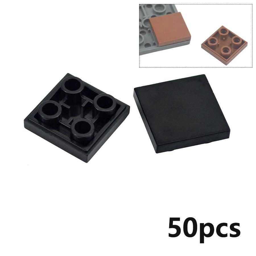 50Pcs Smooth 2X2 Inverted Building Blocks DIY enlighten Flat Tile Brick Educational Toys Assembles Particles Compatible 11203