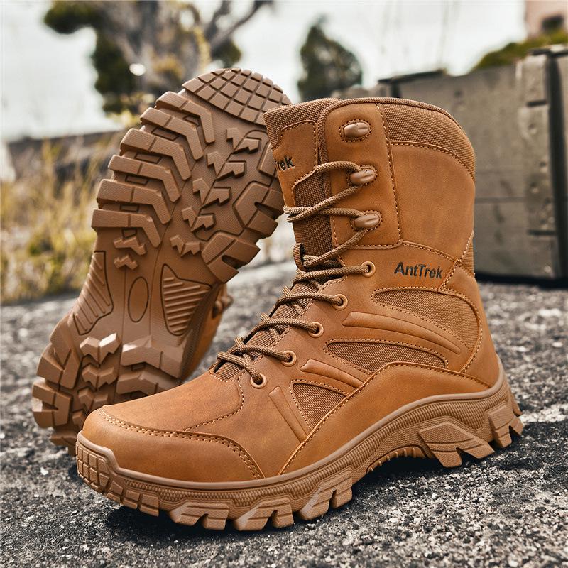 High-Top Jungle Combat Boots: Large Size Outdoor Hiking & Desert Camping Footwear 39 коричневый