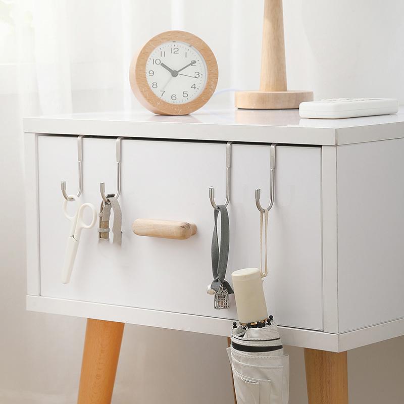 1PCS Stainless Steel Hook Free Punching Double S-Shape Hook Kitchen Bathroom Cabinet Door Back Type Coat Towel Storage Hanger