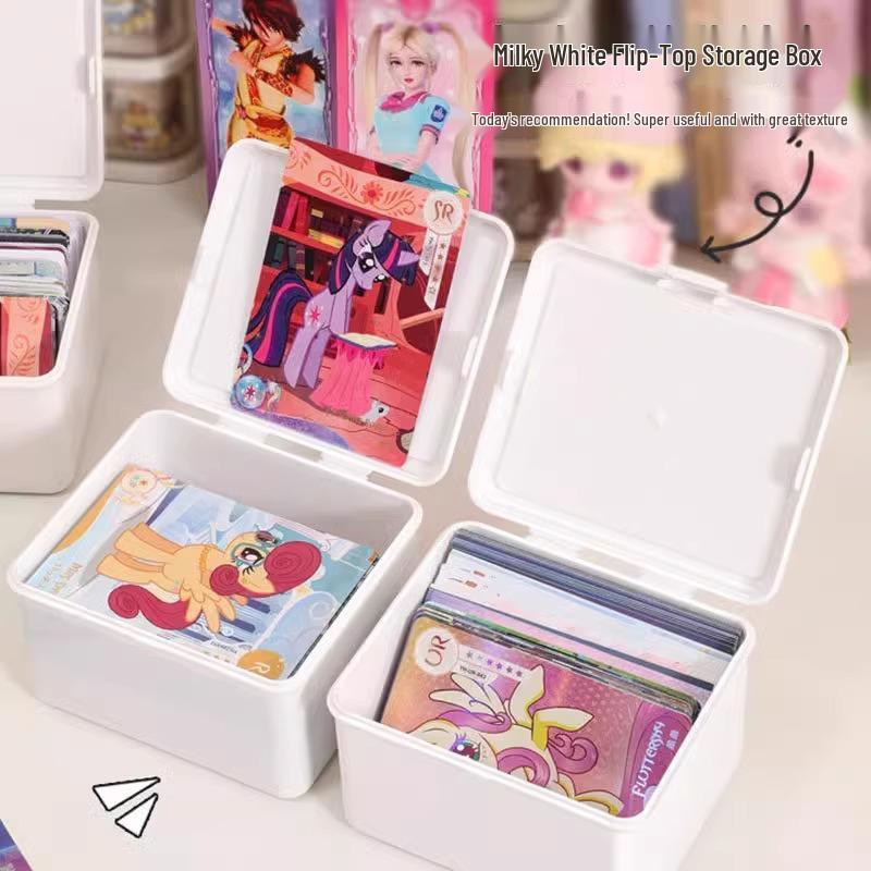 Pure White Flip-Top Desktop Storage Box with Ins Style Sticker