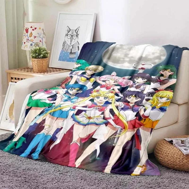 Anime Kawaii Sailor Moon Zuhause Cartoon Bedruckte Decke Picknickdecke Warmer Flanell Weich und Bequem Zuhause Reisen Geburtstagsgeschenk