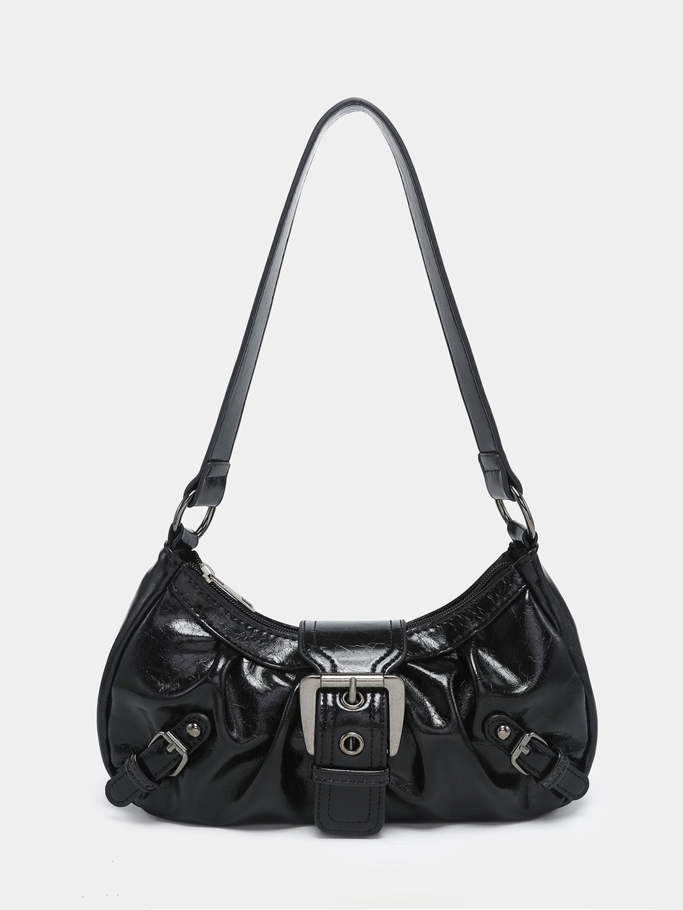 

Vintage Maillard Style Women s Shoulder Bags Y2K Hot Girls Underarm Bag Luxury Cool Pu Leather Ladies Handbags Female Tote Purse чорний