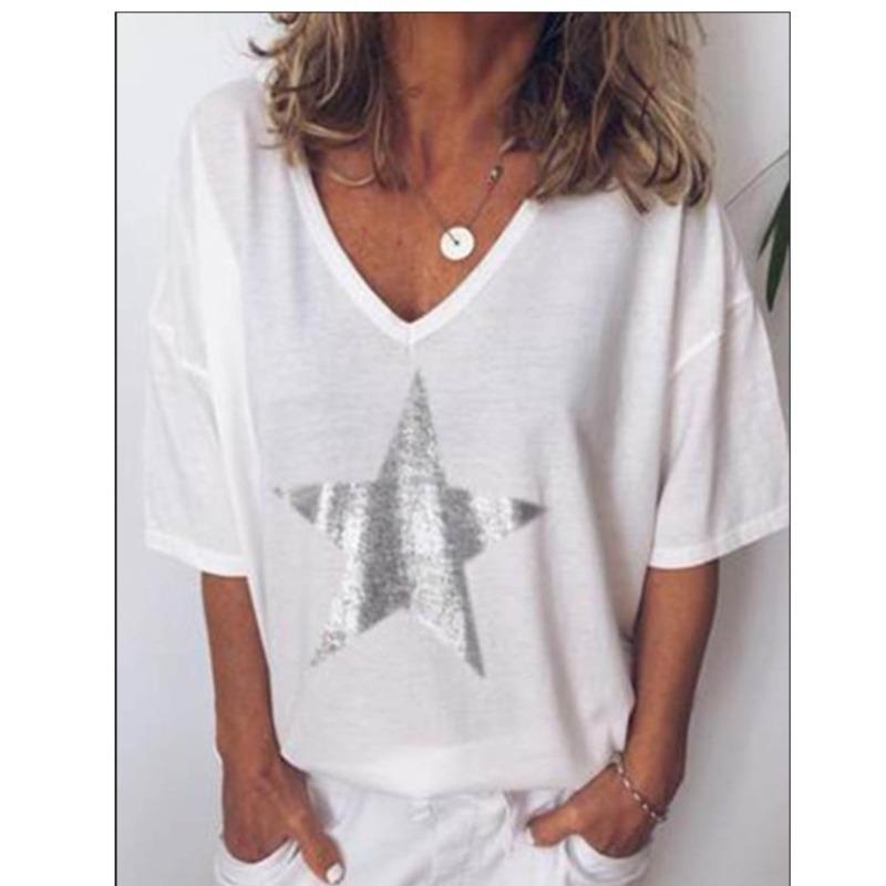 QICED Women's Fashion Casual Short Sleeve V Neck Blouses & Shirts
