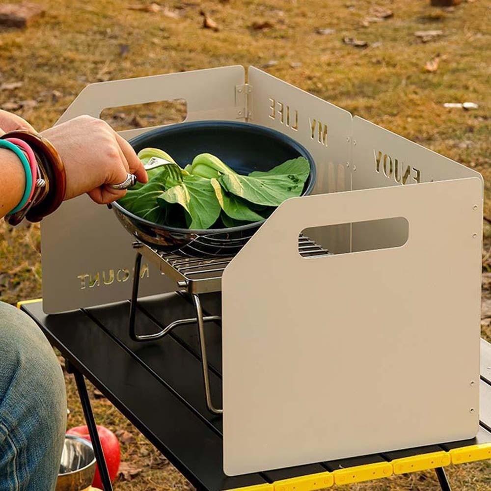 Windproof Stove Wind Shield Four Folding Cooker Wind Protection Cookware Windshield  Camping