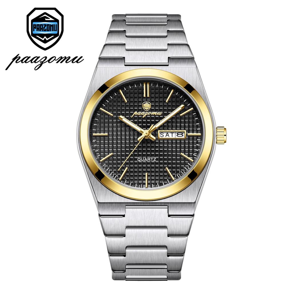 Business Men Wristwatch Waterproof Stainless Steel Man Watch Luminous Date Week Fashion Men's Quartz Watches