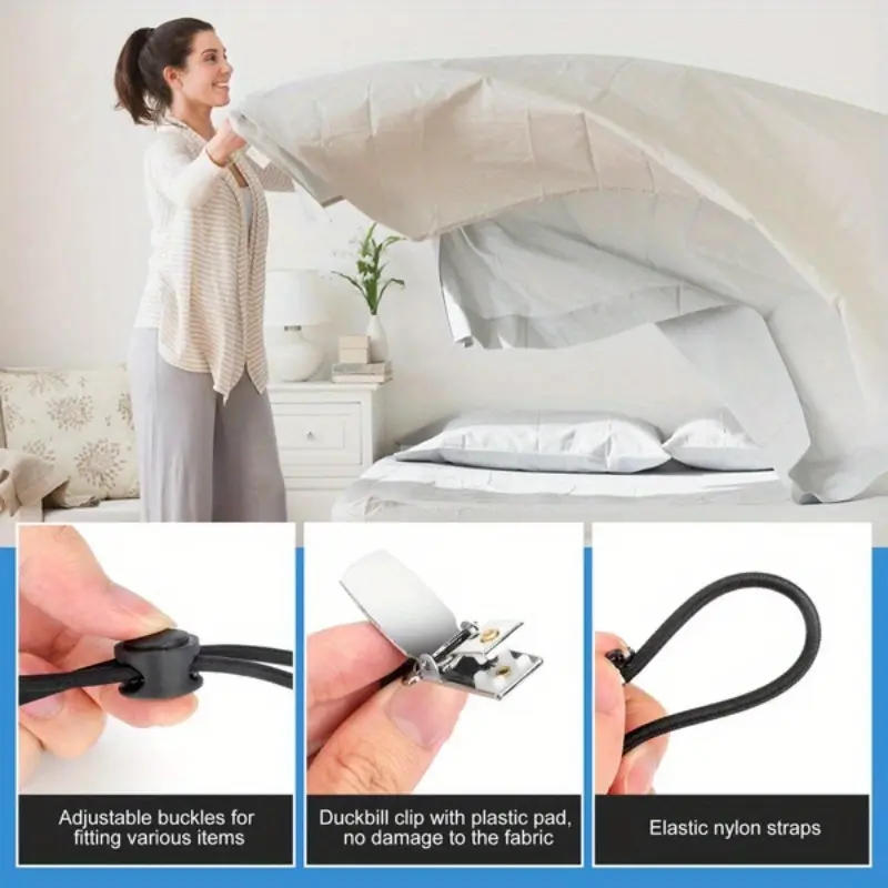 4PCS Drawstring Adjustable Elastic Car Canopy Bed Sheet Sofa Cushion Blanket Anti Slip Clip Fixed Elastic Clip