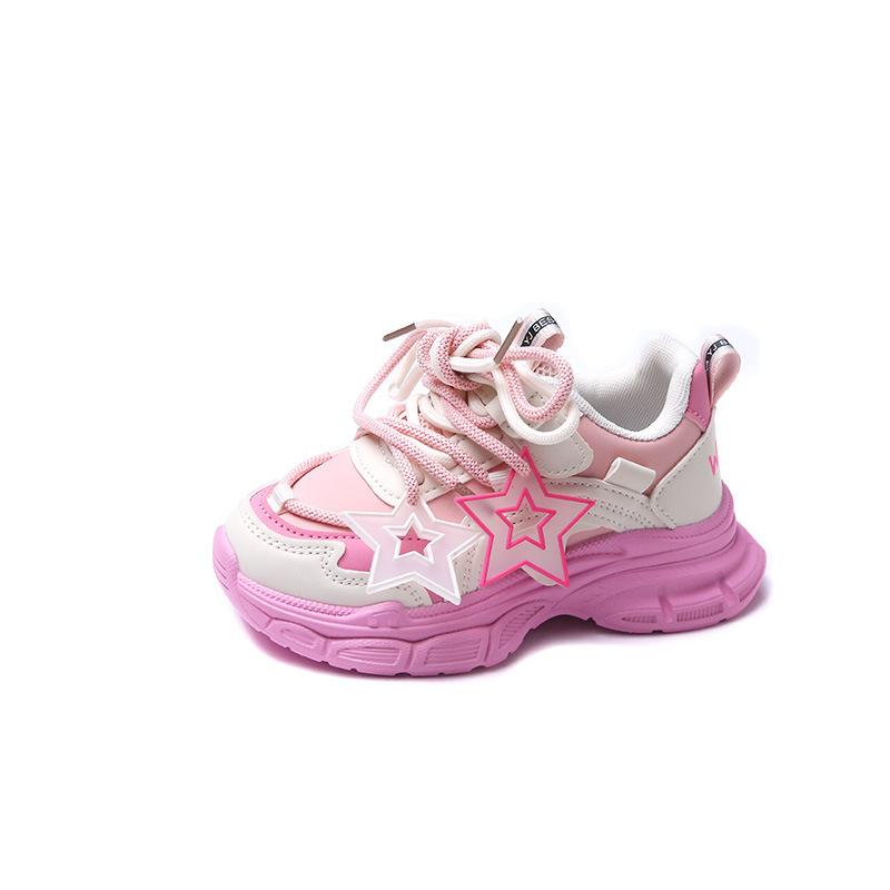 Girls Sneakers Pink Stars Cute Children Fashion Sport Shoes Non-slip Kids Versatile Soft Princess Shoes Drop Shipping Boys Shoes