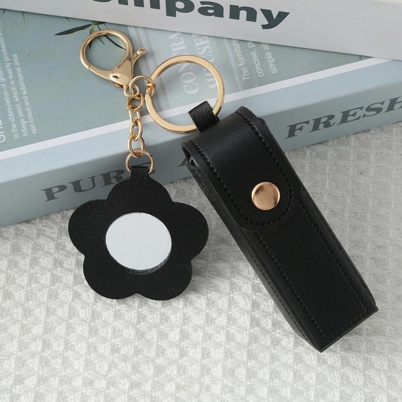 Travel Lipstick Bag with PU Leather Keychain Holder Keeps Lip Balm Safe and Accessible