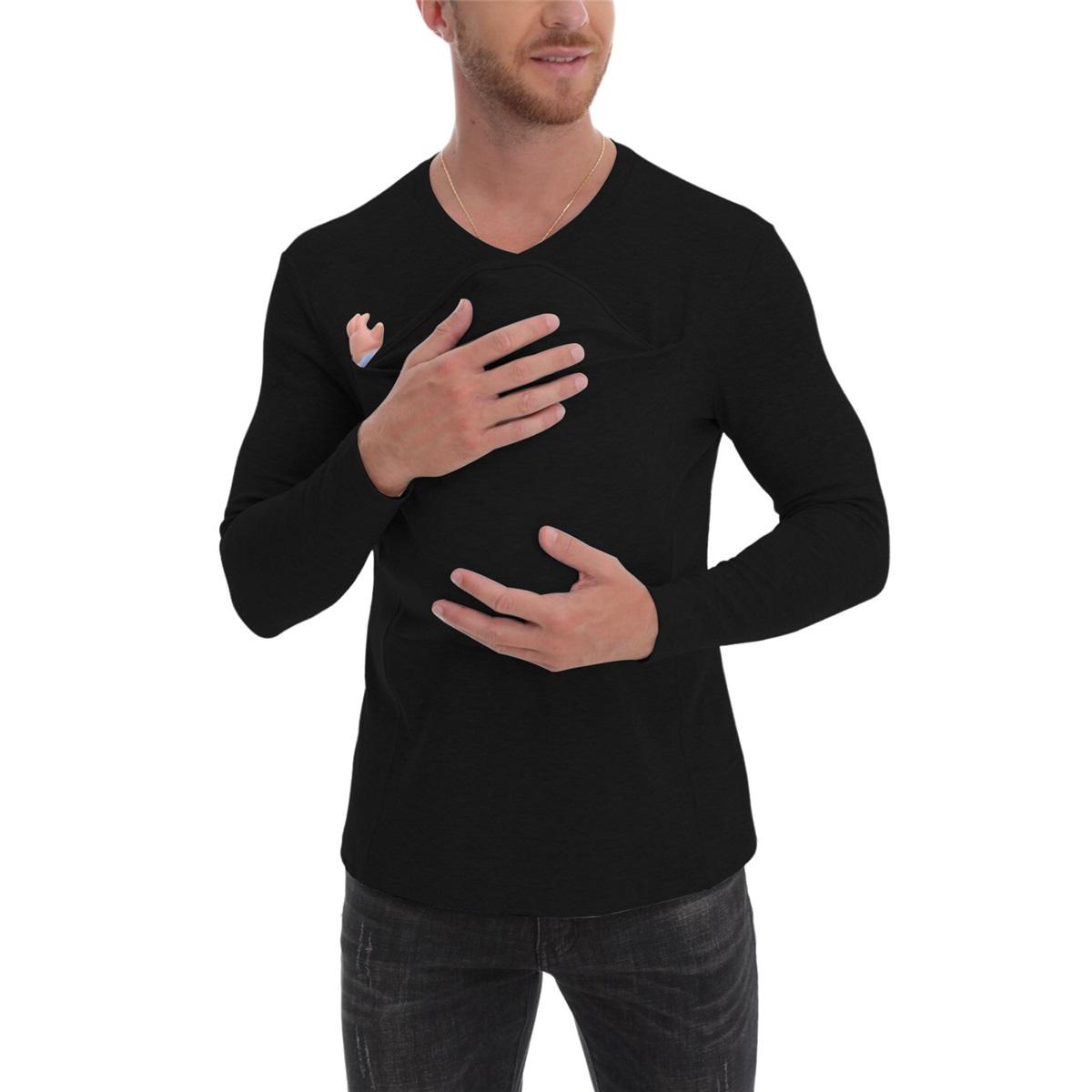 

Мужская футболка Kangaroo Daddy s из чистого хлопка с утолщением, новая версия высококачественной многофункциональной футболки с длинными рукавами M чёрный