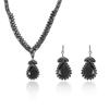European & American Style Zircon Black Tulip Necklace and Earrings Set
