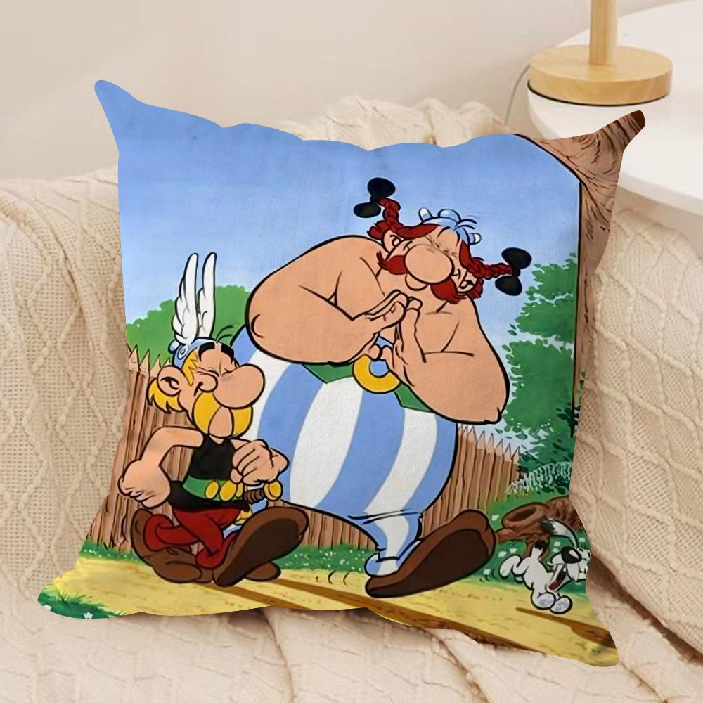 

A-Asterix And O-Obelix Cushion Cover Silky Short Plush Sofa Pillow Cover Hidden Zipper Soft Dustproof Case for Home Decor 30cmx30cm
