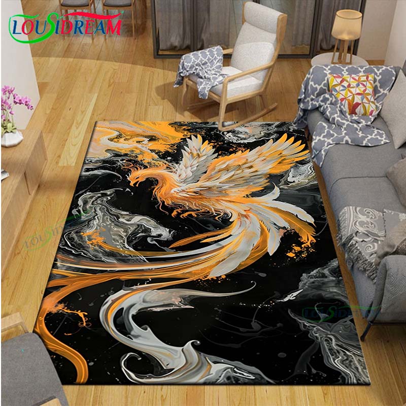Popular Mythical Beast Phoenix Printed  Carpet Living Room Anti-Skid Area Rug Kids Bedroom Mats Yoga Mat Carpet Decor Gift
