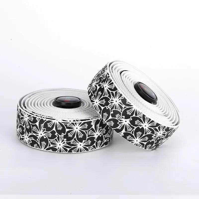 

Road Bike Bar Tape Cork Sakura Pattern Gradient Bicycle Handlebar Tapes EVA/PU Soft Anti-Vibration Wrap Tape Durable Bar Bartape
