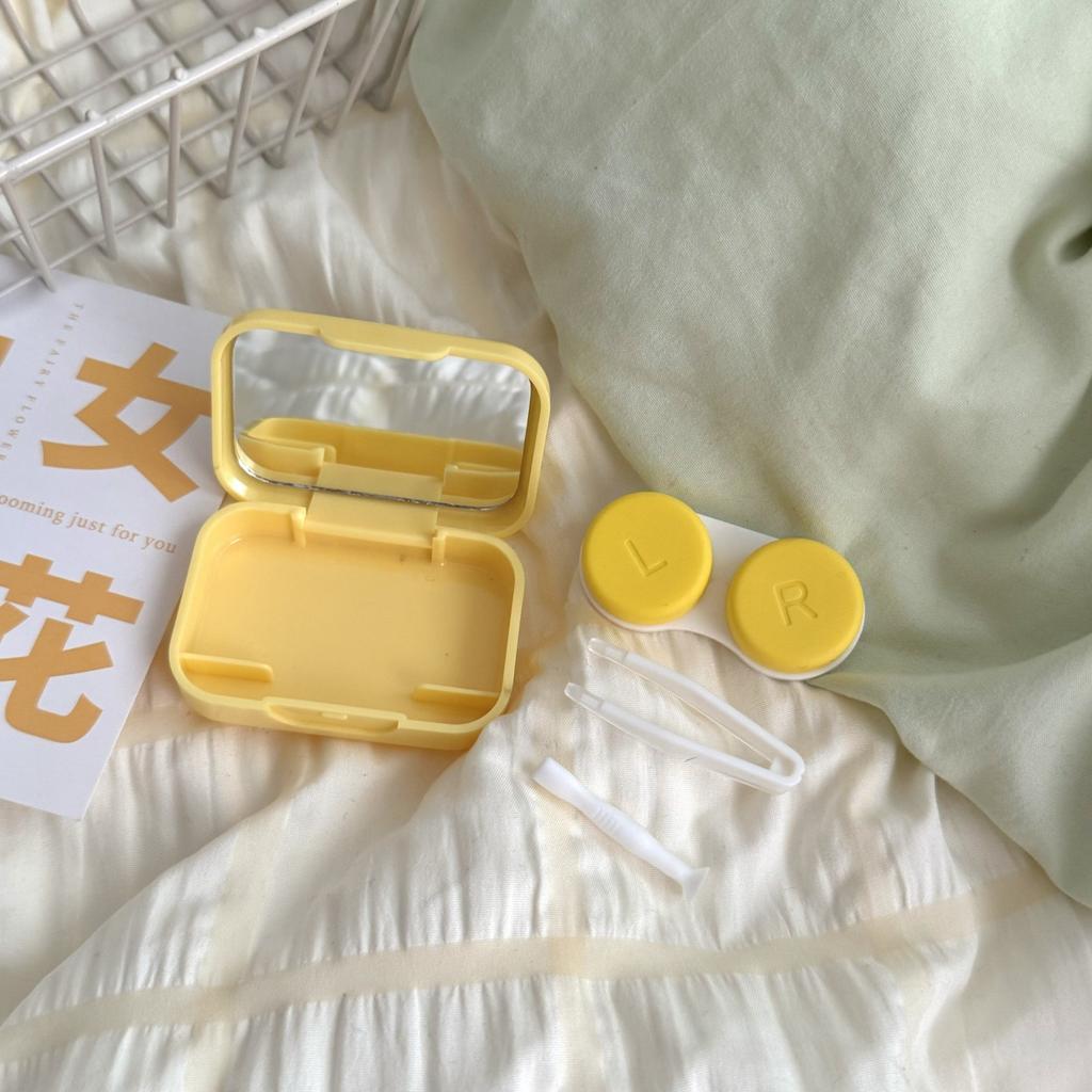 Ins Creative Cartoon Cute Contact Lens Box with Mirror Girls Contact Lens Case Travel Companion Care Box Contact Lenses Case