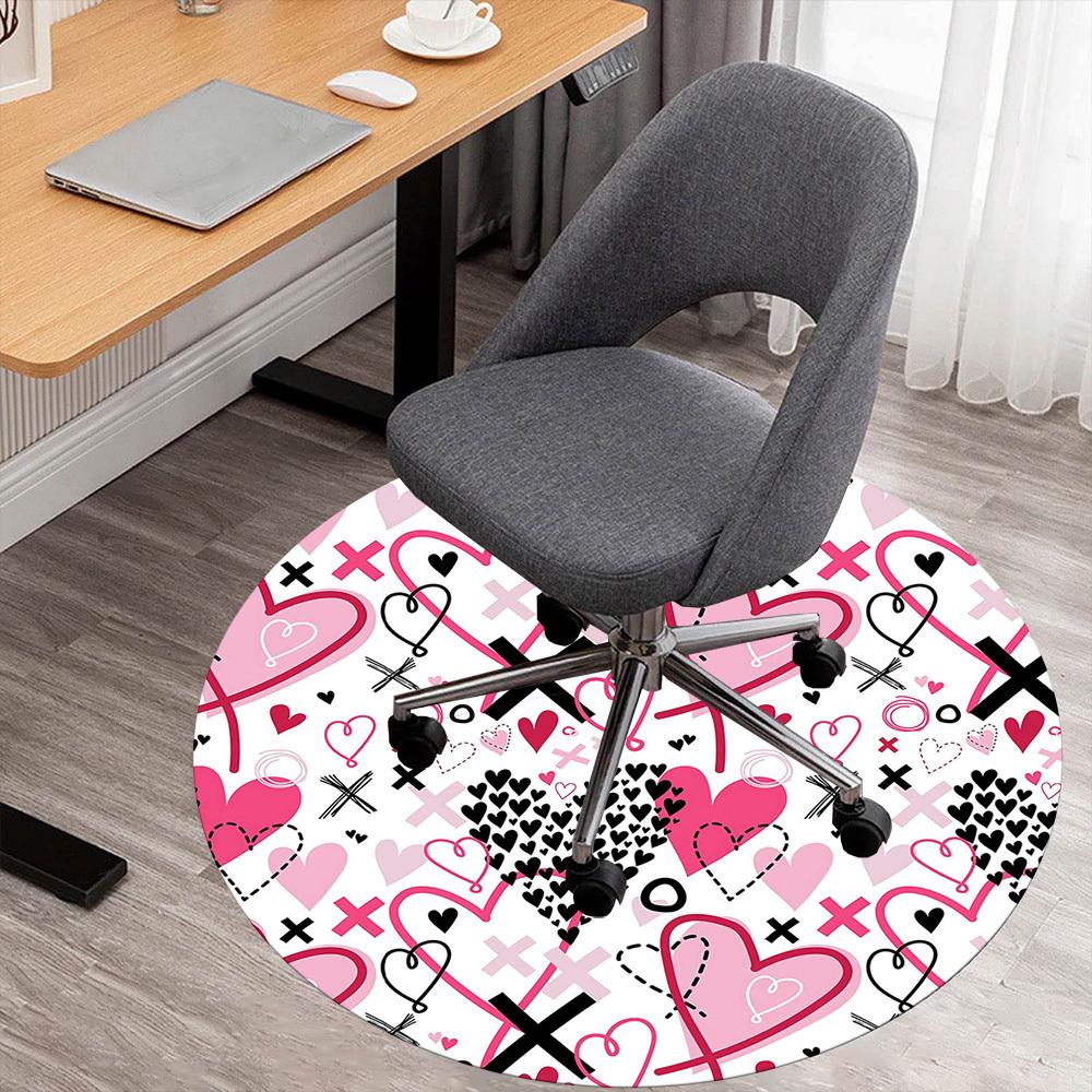 

1pc hearts cross Round Chair mat Area Rug - Non-Slip, Floor Mat for Office, Bedroom, and Indoor Decor -1002105 80cm by 80cm
