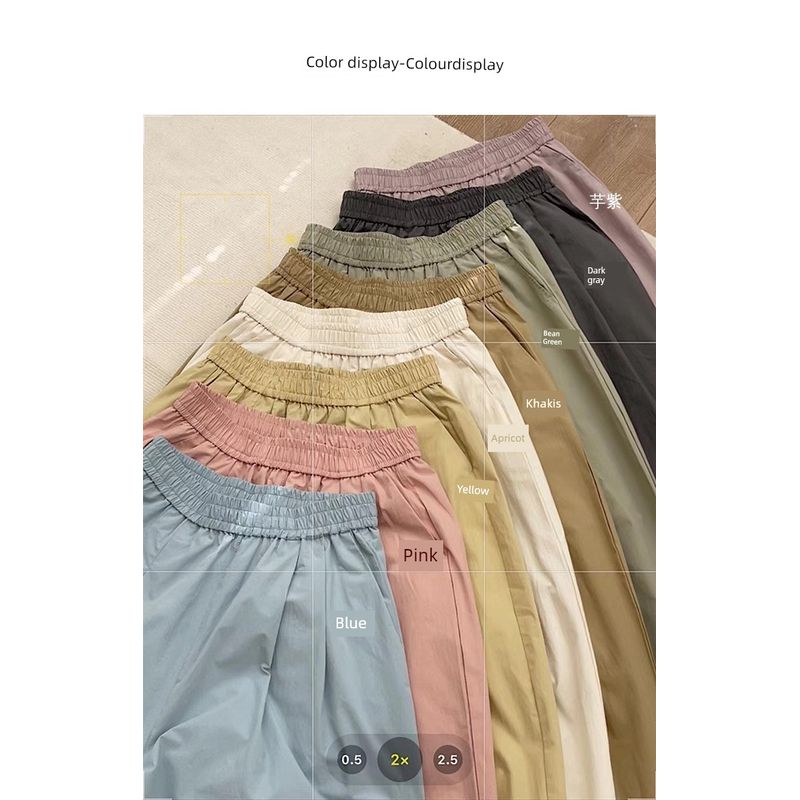 

Брюки-палаццо в японском стиле, женские, на лето 2025, тонкие, с эластичной талией, свободные, повседневные, прямые, укороченные Blue (high quality version) L