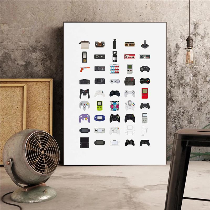 Video Game Controllers Canvas Painting Handheld Game Console Posters Prints Wall Art Pictures for Living Room Wall Decor Cuadros