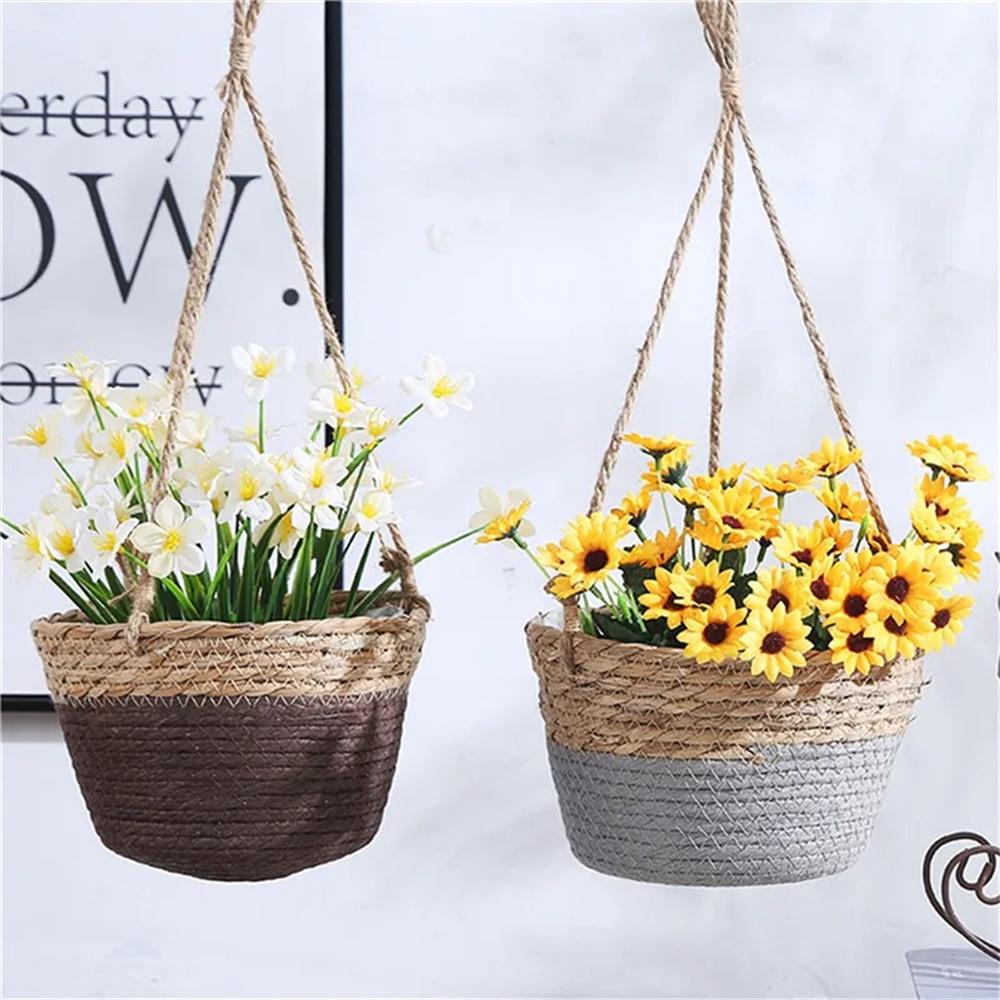 Hängender Pflanztopf für den Garten, Makramee-Pflanzenaufbewahrungskorb, Juteseil, gewebt, für drinnen und draußen, Blumentopfhalter, Pflanzenaufhänger, Heimdekoration