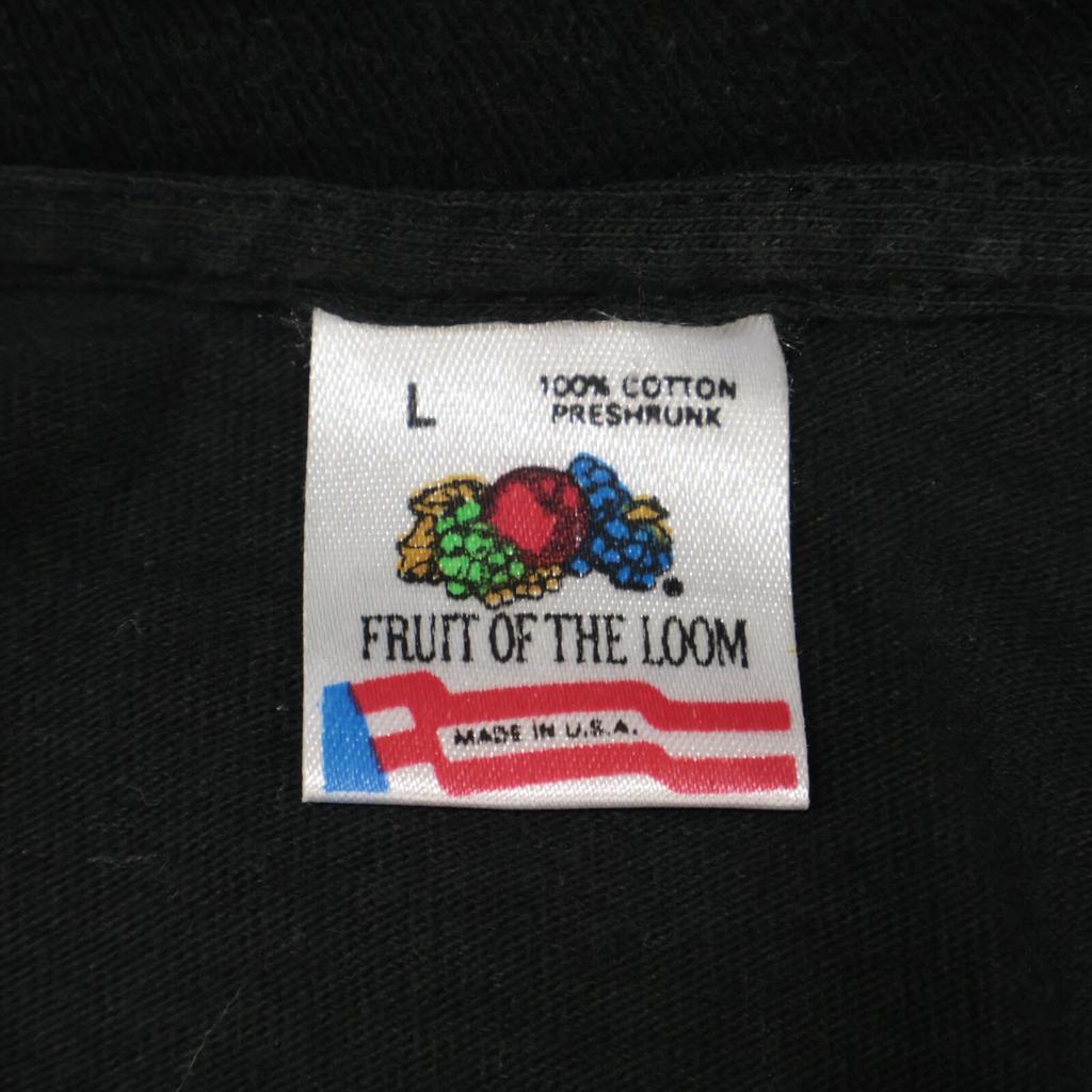 FRUIT OF THE LOOM Black 90's Single Stitch Social Tees Inc. Print T-Shirt Tops L blackUsed