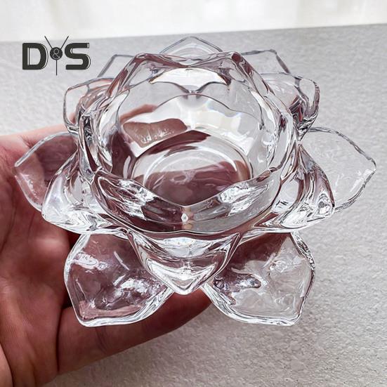 Chinesischer klarer Lotus-Kerzenhalter aus Kunstkristall, kegelförmige Säule, Teelicht, Kerzenhalter, Kerzenständer, Hochzeitsfeier, Tischdekoration