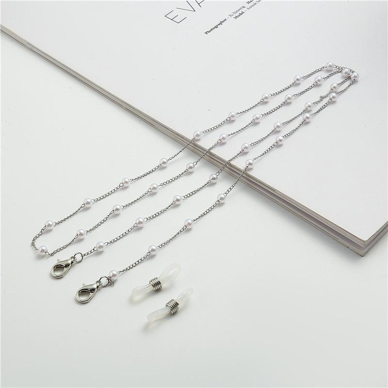 Thin Imitation Pearl Sunglasses Chain Straps Lanyards Gold Color Beads Chain Splicing Style Chain Glasses Hanging Rope Holder Cord Lanyard