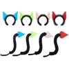 Teufelshörner Stirnbänder Teufelsschwanz Halloween Teufel Kostüm Zubehör für Karneval Halloween Weihnachten Cosplay Partys
