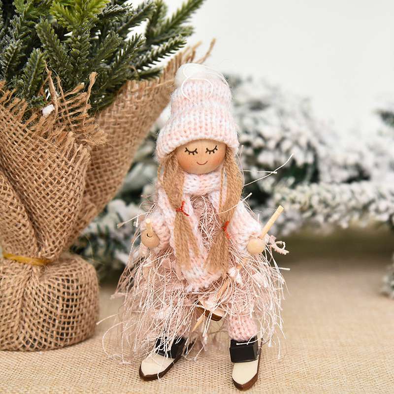 Home Decor Hanging Pendant Christmas Gift Decoration Ski Dolls Ornaments Cute