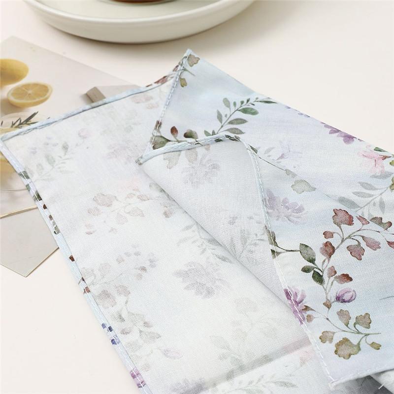1Pc 34x34cm Thin Cotton Retro Flower Printed Women Pocket Handkerchief Scarf Absorbent Wipe Sweat Towel
