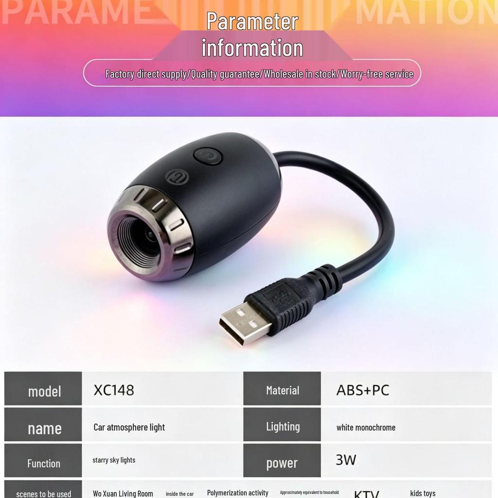 Starry Sky USB Car Roof Projection Light for Interior Decoration
