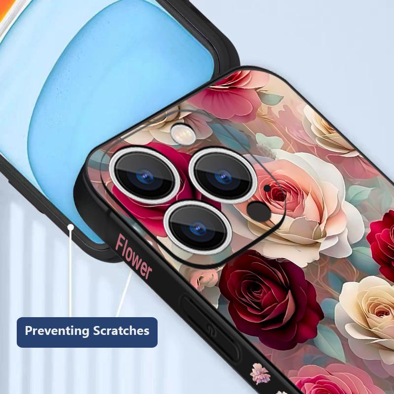 Oil Painting Rose Flowers Lanyard Case For iPhone 17 Pro Max Soft Silicone Cover For iPhone 16 Pro Max Funda iPhone 15 14 13 12 11 16E