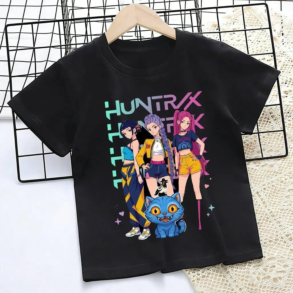 Happy Easter Bunny Girls Anime Kids T-Shirt, Unisex Easter Themed Graphic Tee, 100% Cotton Casual Short Sleeve Top for Children