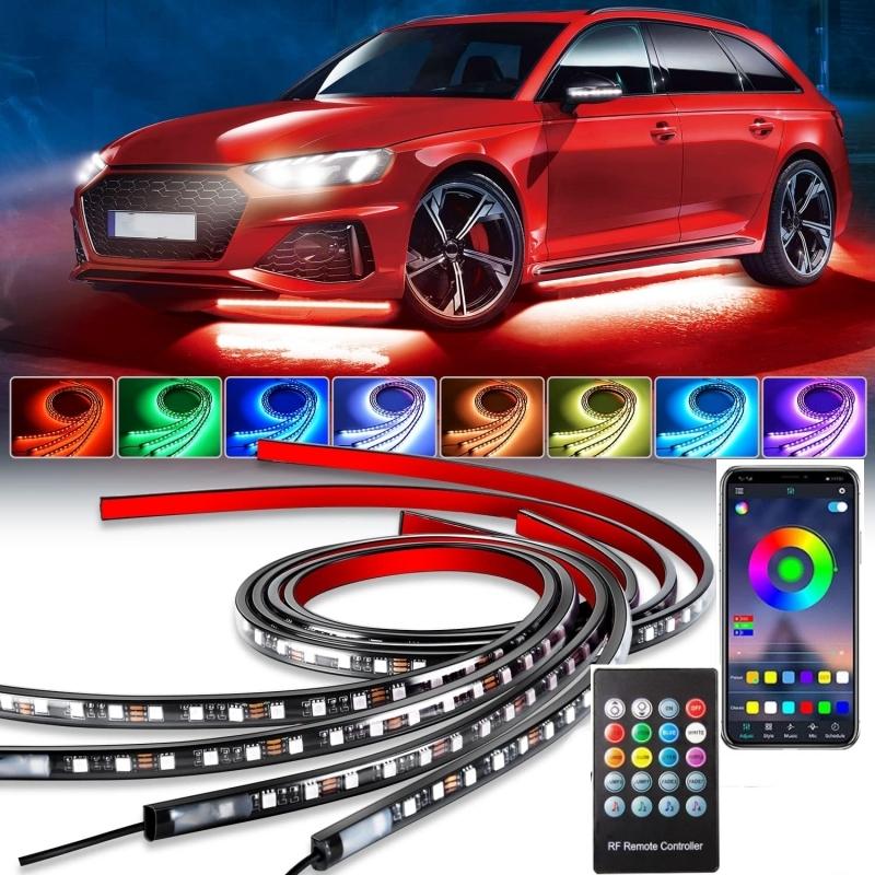 Car Underglow Neon Light Flexible LED Strip Underbody Remote/APP Control RGB Dream Color Auto Decorative Ambient Atmosphere Lamp Neon Lights 4