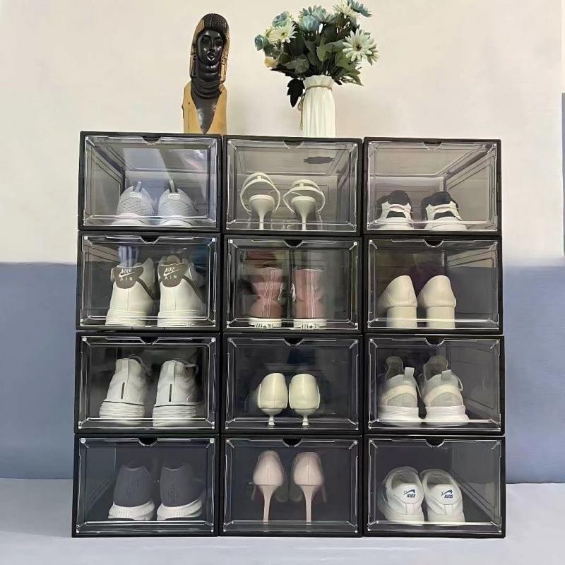 20-Pack Transparent Magnetic Door Vertical Shoe Boxes for High-Top Sneakers – Breathable Acrylic Storage