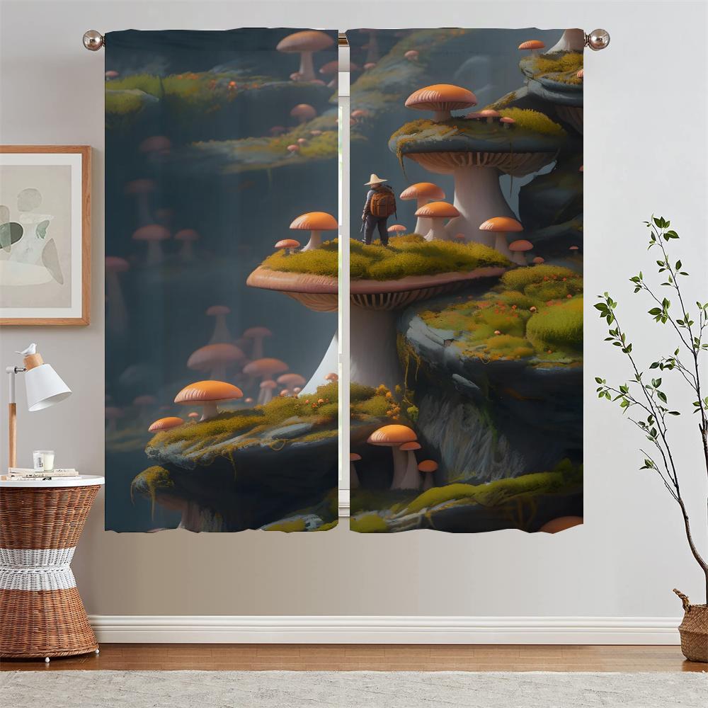 Mushroom World Ready Curtains Cheap Things With Free Shipping for Home Tentacles Curls Short Window Curtains Beaded Curtain Room