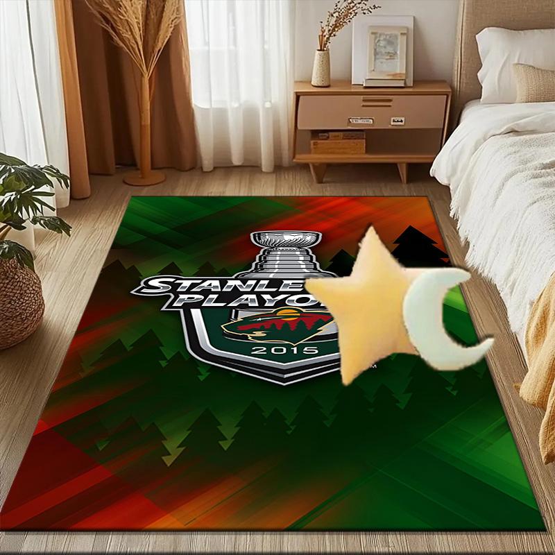 Minnesota Hockey Team Floor Mat for Living Room, Game Rooms, Office, Bedroom, Office Floor Mat Playful Design, Christmas Fan Gifts