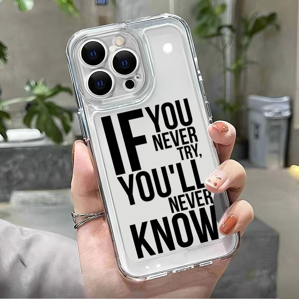 Phone Case For IPhone 16 15 14 Pro 13 12 11 17 Pro Max 14 16 Plus 17 Air 16e English Sentence Graphic Printed Shockproof Cover