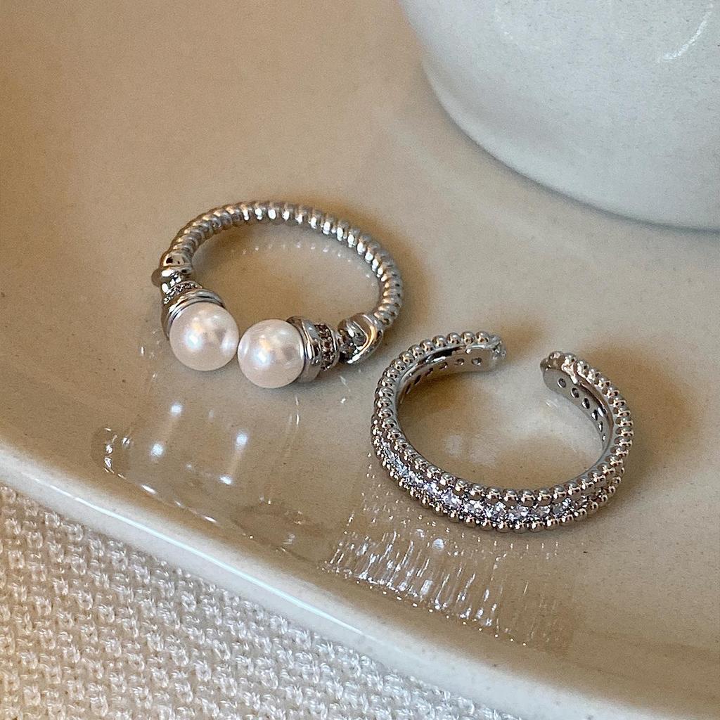Luxury Zircon Pearl Open Ring: High-End Versatile Fashion Jewelry for a Chic Statement