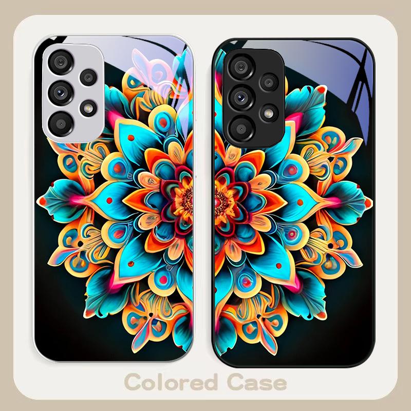 Abstract Flower Green For Samsung Galaxy S23 U Ltra 24 Plus S20 21 FE S25 Ultra A70 A72 73 51 52 53 Tempered Glass Phone Case