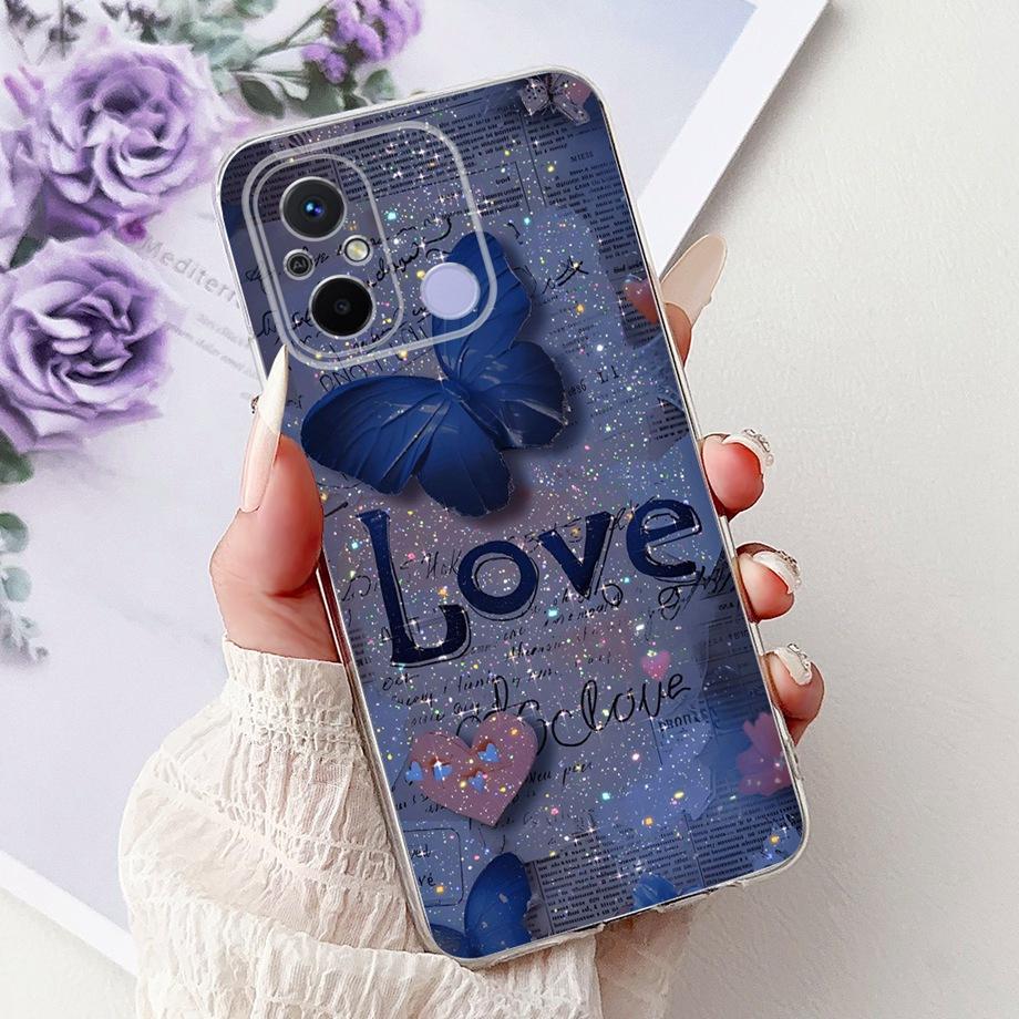 For Xiaomi Redmi 12C Case Cute Cat Luxury Butterfly Painted Cover 6.71'' Soft Silicone Phone Cases For Redmi 12C Redmi12C Fundas