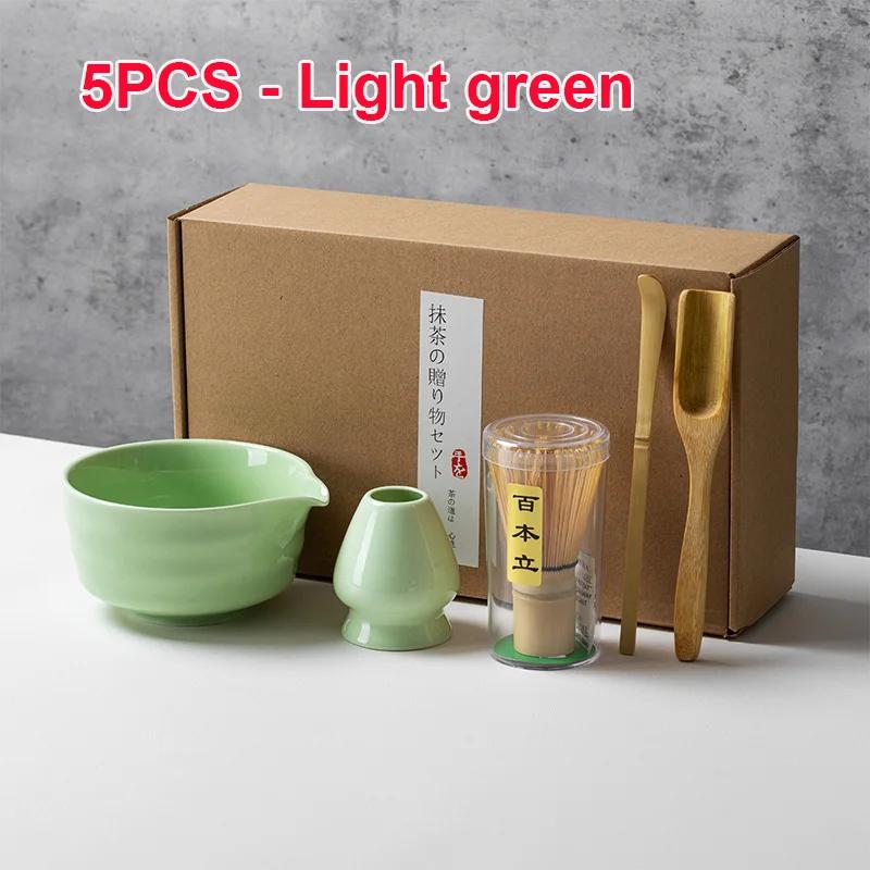 4 5 6 PCS Bamboo Matcha Whisk Set Ceramic Tea Bowl Traditional Japanese Tea Making Tools Home Kitchen Accessories Gift