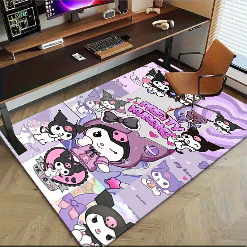 1pc Sanrio Kuromi Mermaid Printed Office Carpet Rectangle Rug Under The Table,Perfect Room Decor for Living Room, Bedroom, Kitchen, Non-slip Floor Mat