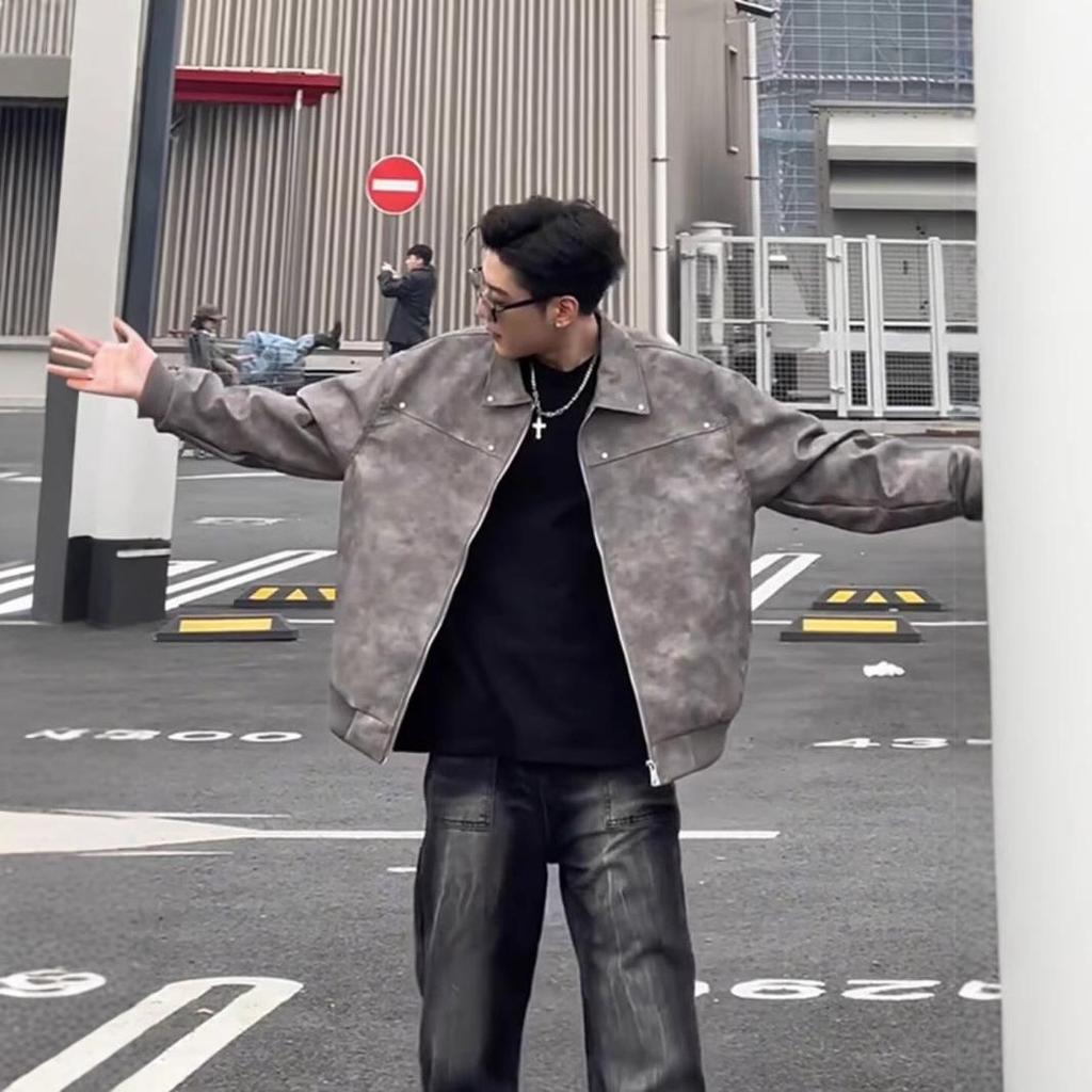 American Men's Cleanfit Retro Solid Lapel Jacket – Trendy High-End Motorcycle Cool Look