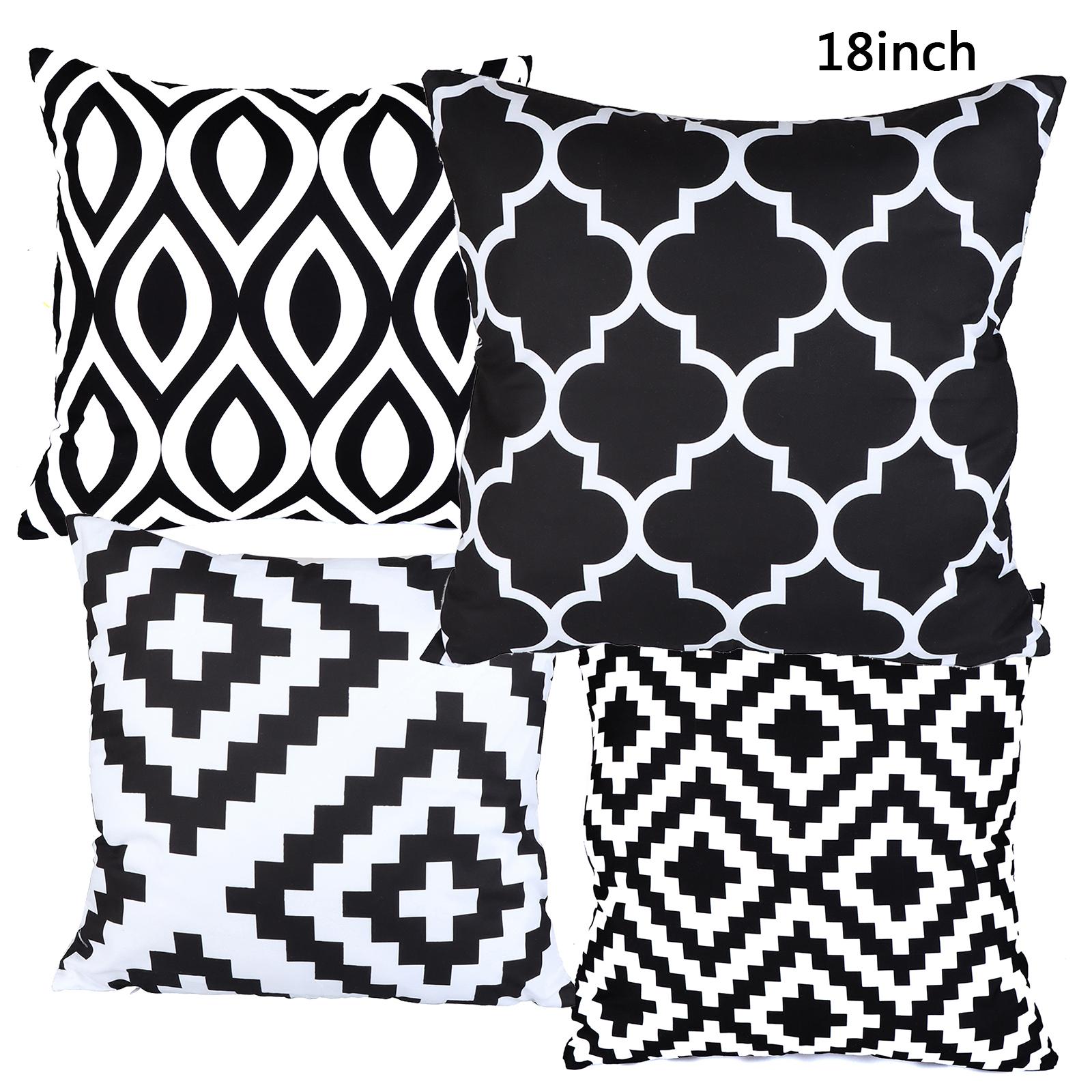 

4Pack Black White Geometric Pillow Covers 18X18 Inches Simple Black White Geomet синій