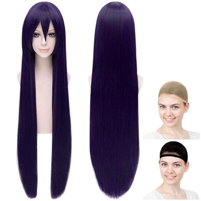 Περίπτωση Eden Περούκα Cosplay Premium 100cm Μακριά Λεία Σκούρο Μωβ Μωβ Σχεδόν Μαύρο 6084