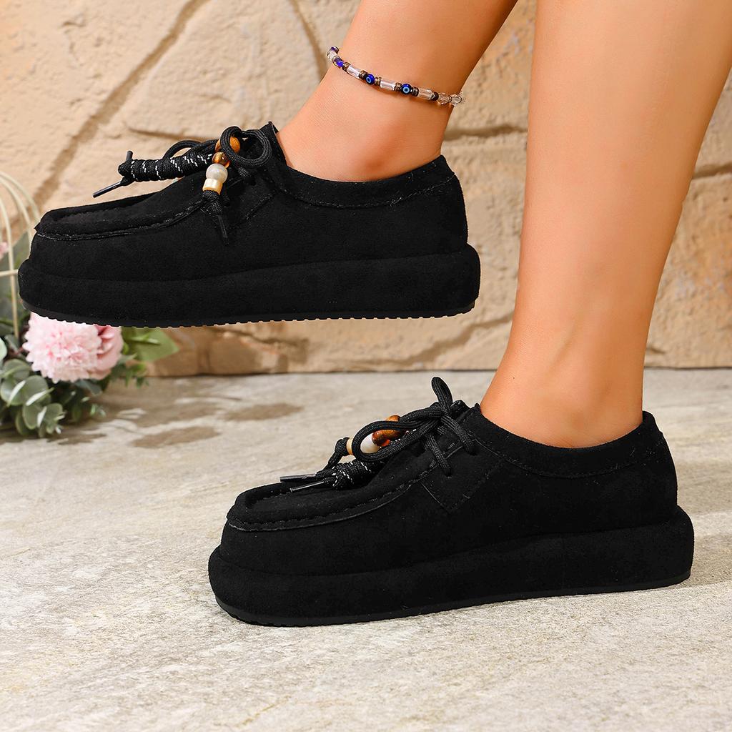 Fashion Women Sneakers Spring Autumn Casual Flat Loafers All-Match Round Toe Sneakers Women New Retro Style Thick Bottom Shoes Women