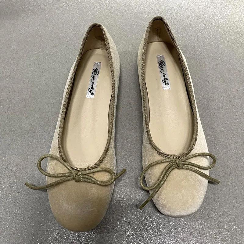 Fashion 2025 Fashion Silk Women Ballet Flats Shoes Footwear Designer Shallow Female Round Toe Butterfly-Knot Ladies Flats Slides Shoes